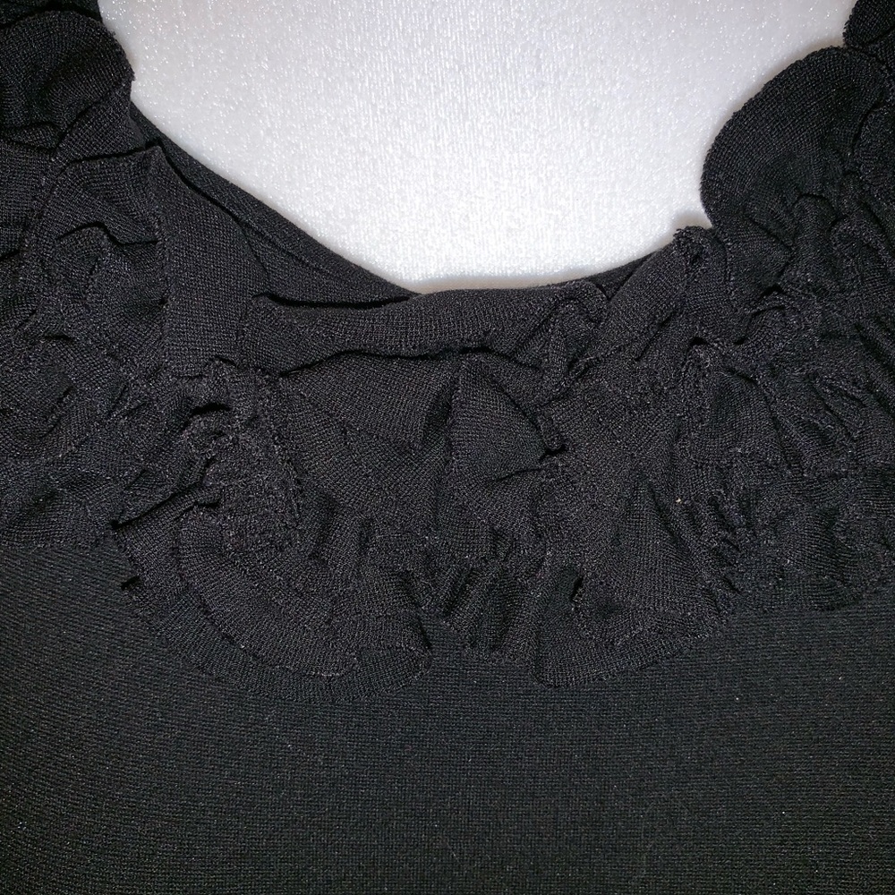 Just Taylor Sheath Black Dress Flower Ruffle - Picture 4 of 8